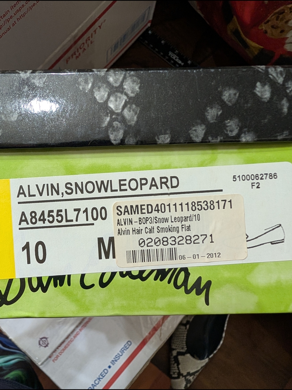 Alvin Hair Calf Smoking Flat - Snow Leopard Print